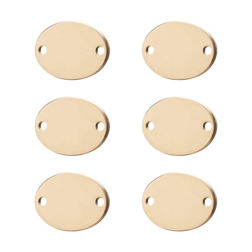 9298 Pandahall 6Pcs Real Gold Filled Oval Brass Connector Charms Double